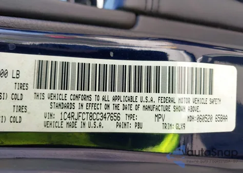2012 Jeep Grand Cherokee Overland from USA, damaged, VIN 1C4RJFCT8CC347656